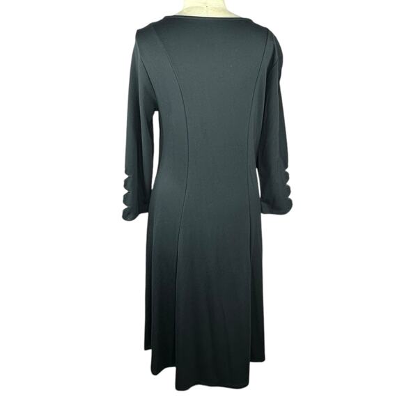 SOFT SURROUNDINGS Black Diamond Cutout Long Sleeve Midi Dress Women's Medium - Picture 3 of 6
